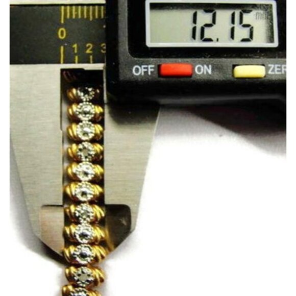 7" Vtg Tennis Bracelet Gold Plated 925 Sterling Silver Simulated Cubic Zirconia - Picture 6 of 12